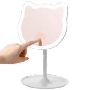 ESPEJITO DE TOCADOR CON LUZ LED FORMA DE GATO